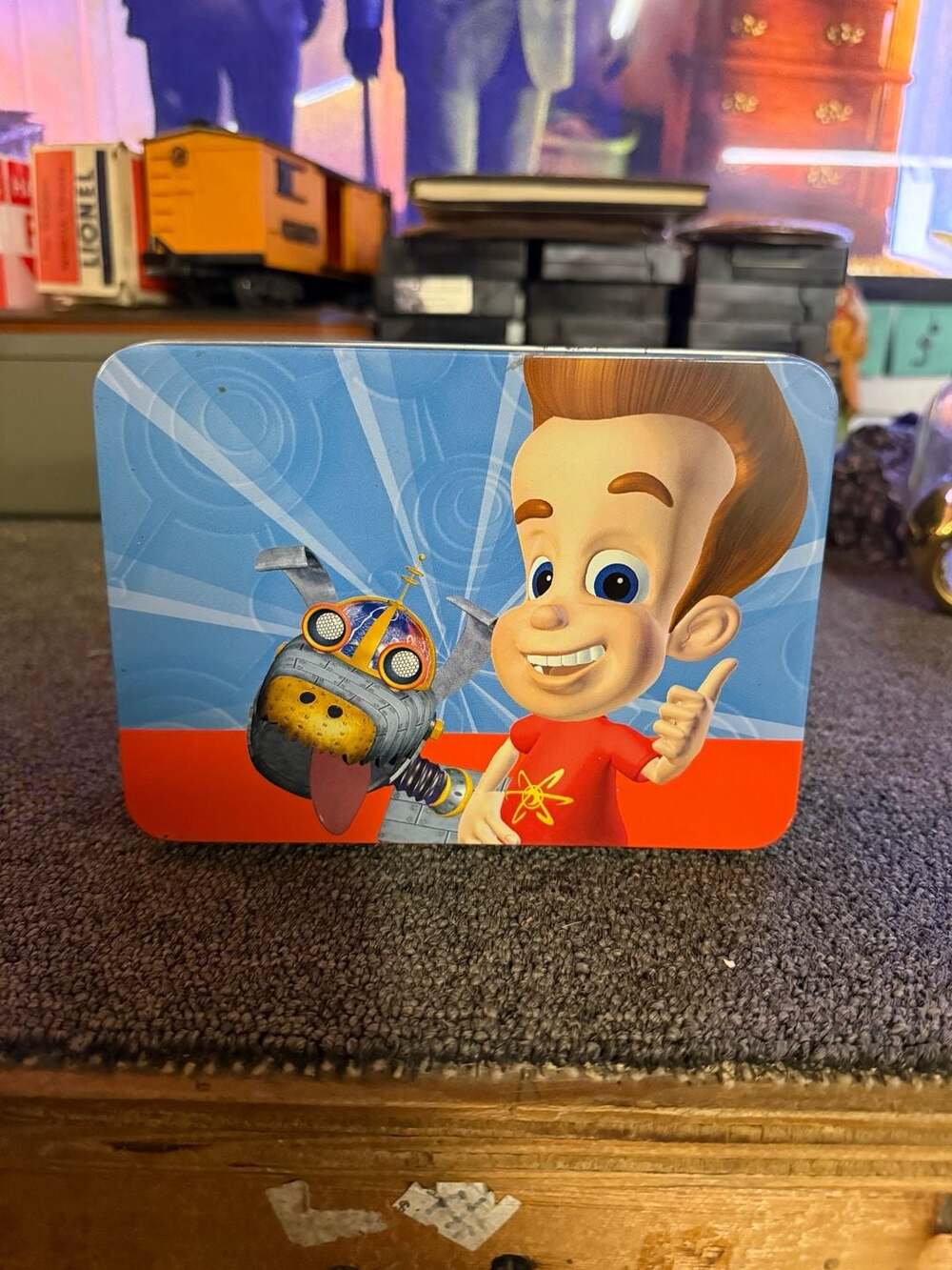 2003 NickTime Jimmy Neutron Light Up Digital Watch in Tin Case